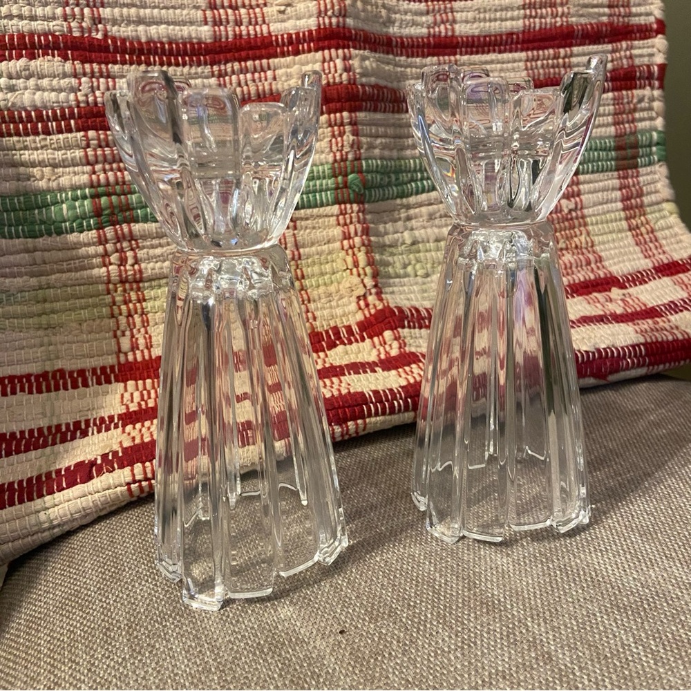 GORHAM ACAPELLA CRYSTAL REVERSIBLE TAPER VOTIVE CANDLE HOLDER / VASE 6 3/4"